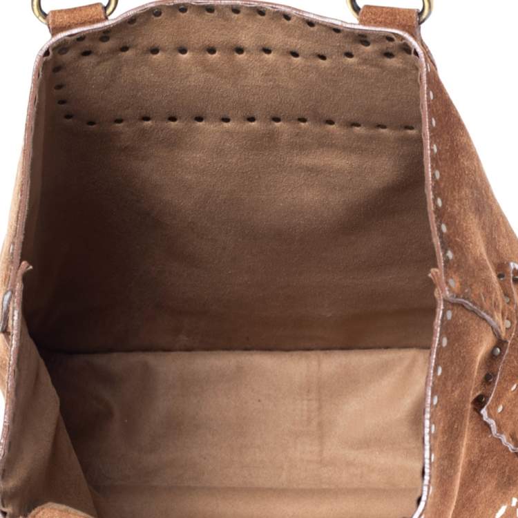 Pre Owned Celine Brown Nubuck Leather Boogie Shopper Tote  