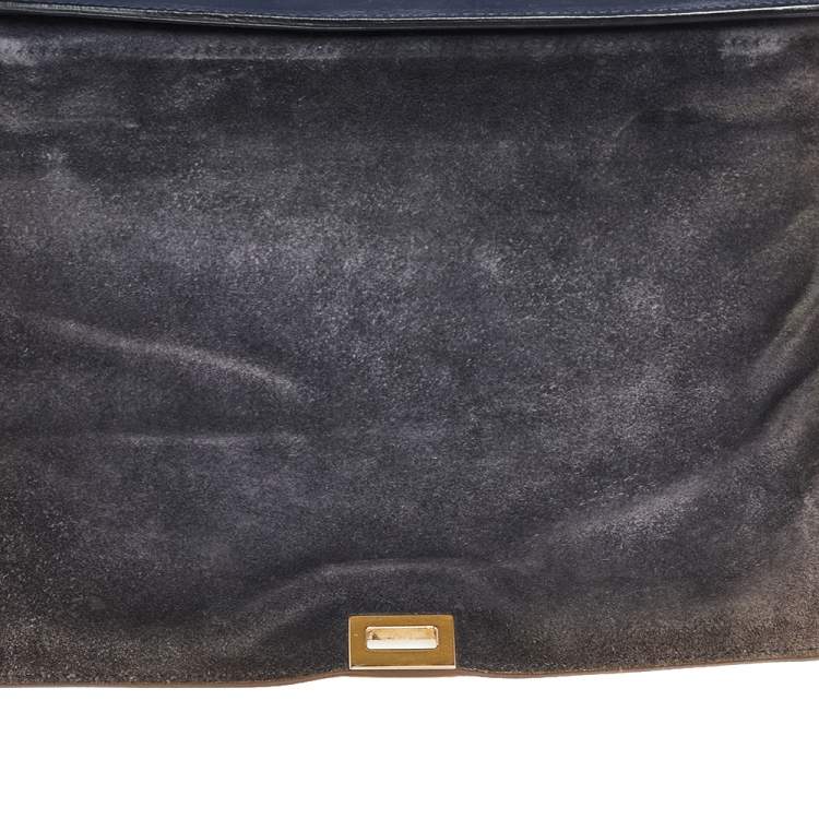 Pre Owned Celine Tri Color Leather and Suede Medium Trapeze Top Handle Bag