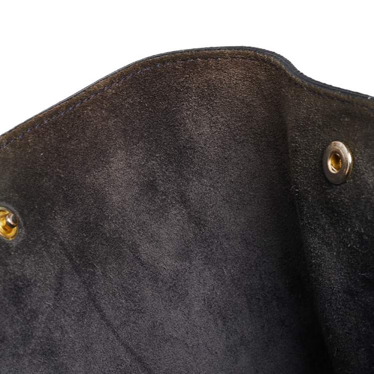 Pre Owned Celine Tri Color Leather and Suede Medium Trapeze Top Handle Bag
