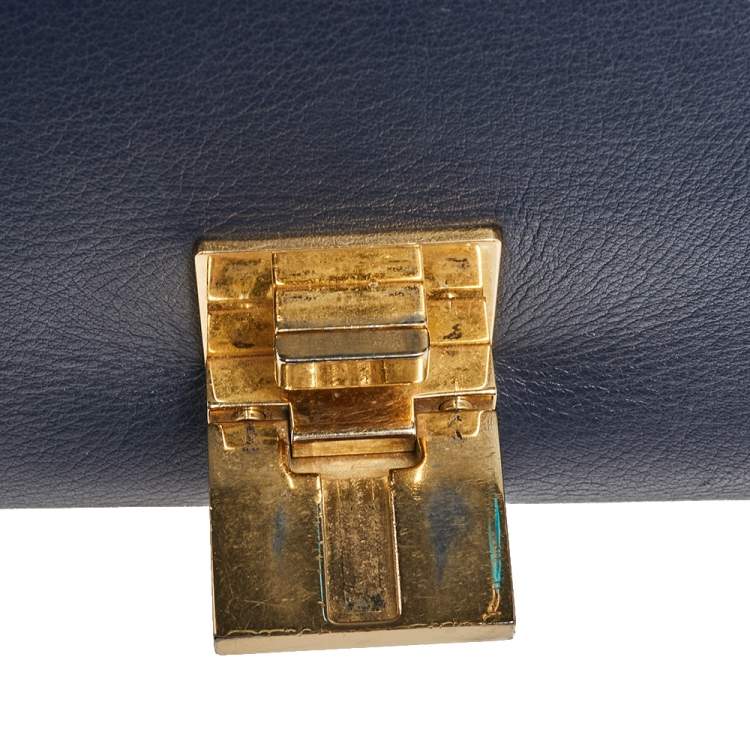 Pre Owned Celine Tri Color Leather and Suede Medium Trapeze Top Handle Bag
