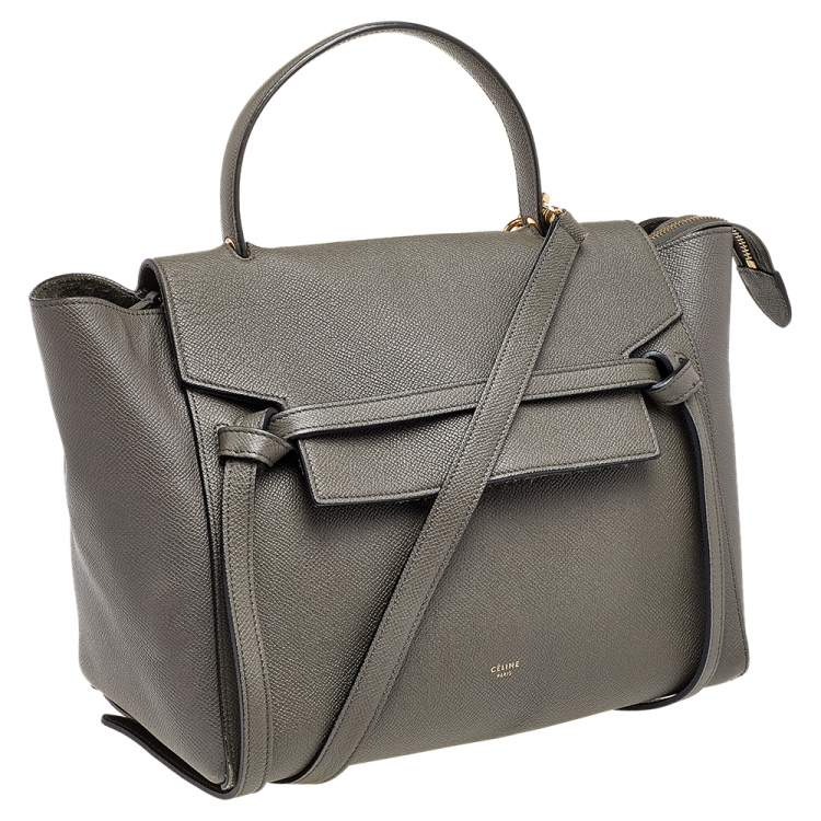 Pre Owned Celine Grey Leather Mini  Belt Top Handle Bag