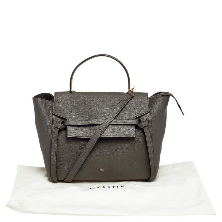 Pre Owned Celine Grey Leather Mini  Belt Top Handle Bag
