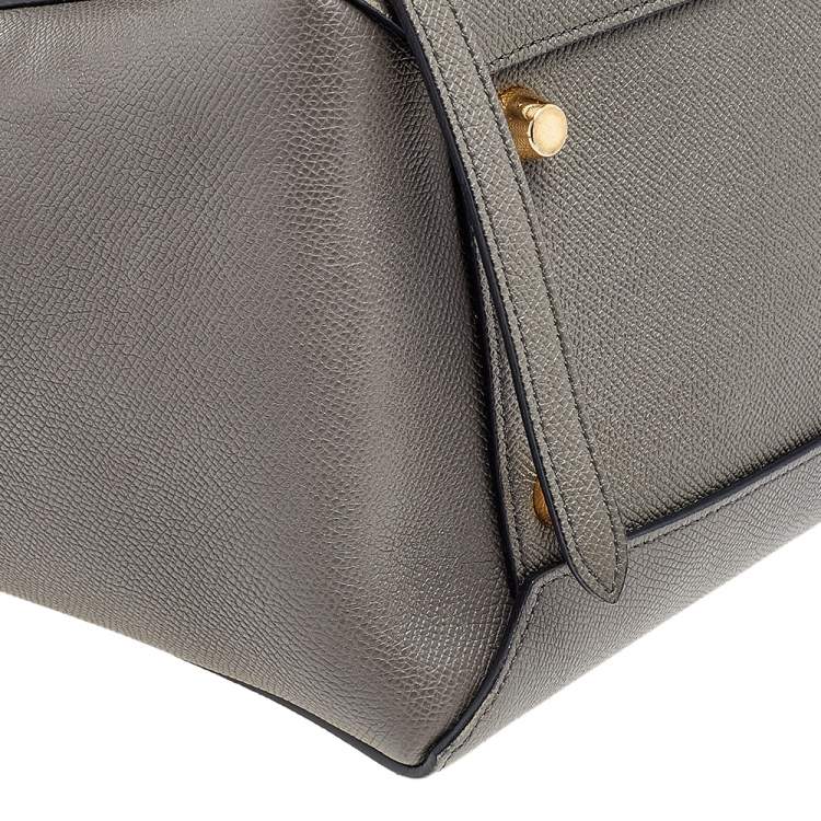Pre Owned Celine Grey Leather Mini  Belt Top Handle Bag