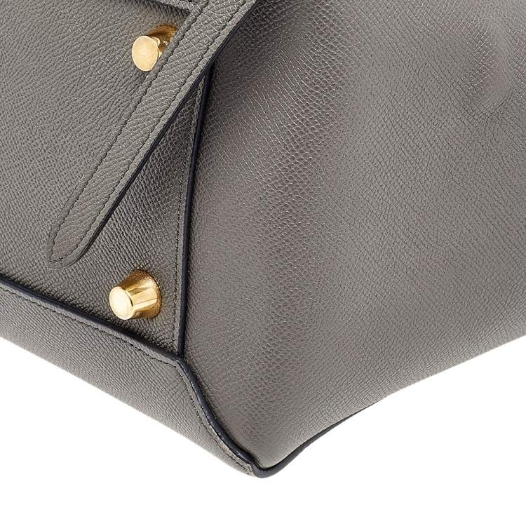 Pre Owned Celine Grey Leather Mini  Belt Top Handle Bag
