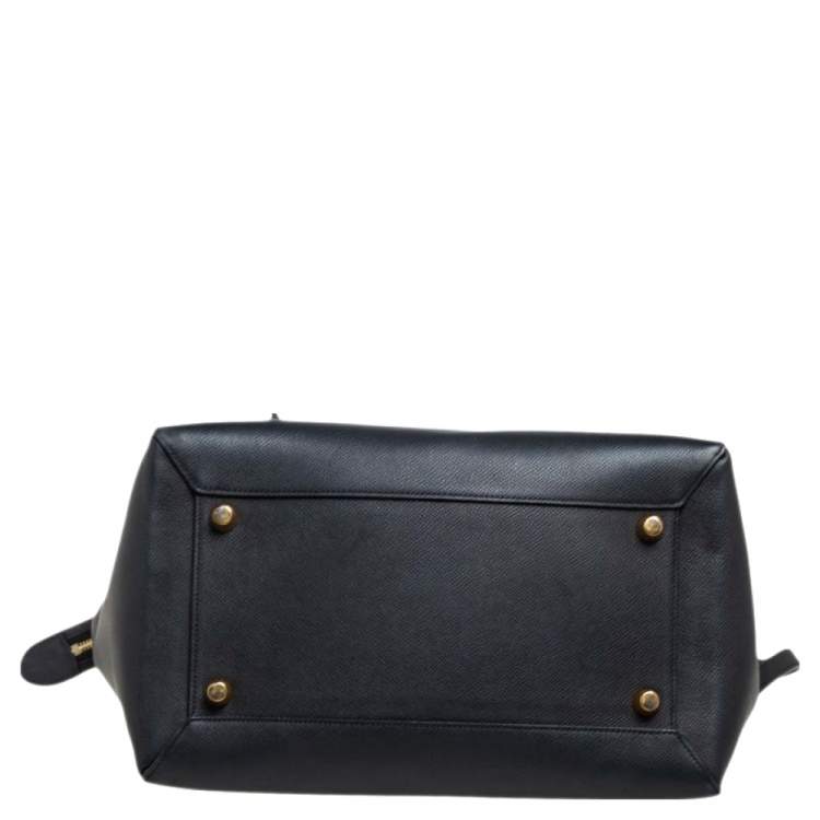 Pre Owned Celine Black Leather Small Belt Top Handle Bag