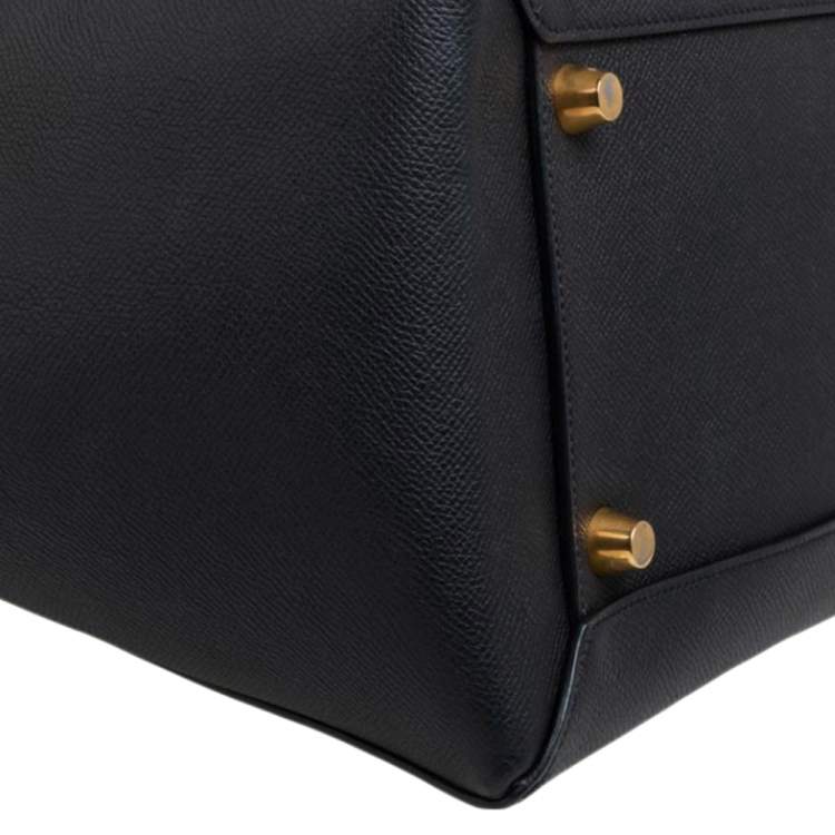Pre Owned Celine Black Leather Small Belt Top Handle Bag