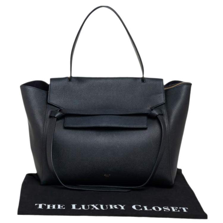 Pre Owned Celine Black Leather Small Belt Top Handle Bag