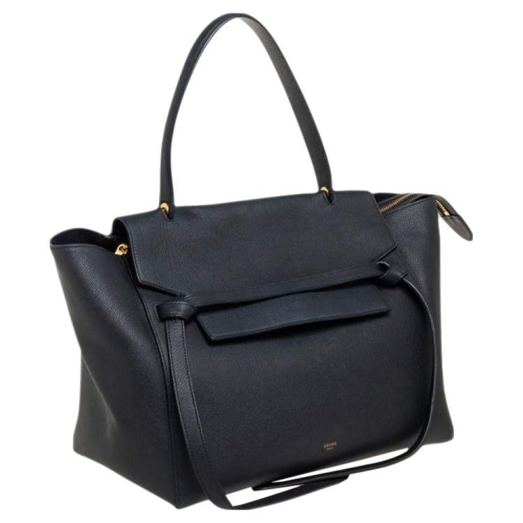 Pre Owned Celine Black Leather Small Belt Top Handle Bag
