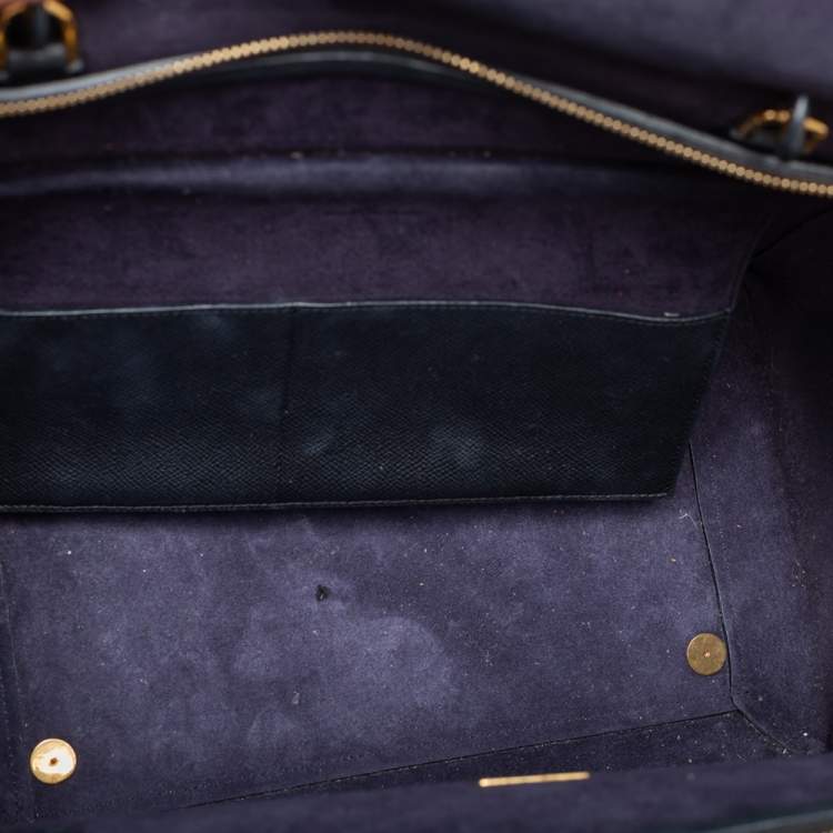Pre Owned Celine Black Leather Small Belt Top Handle Bag