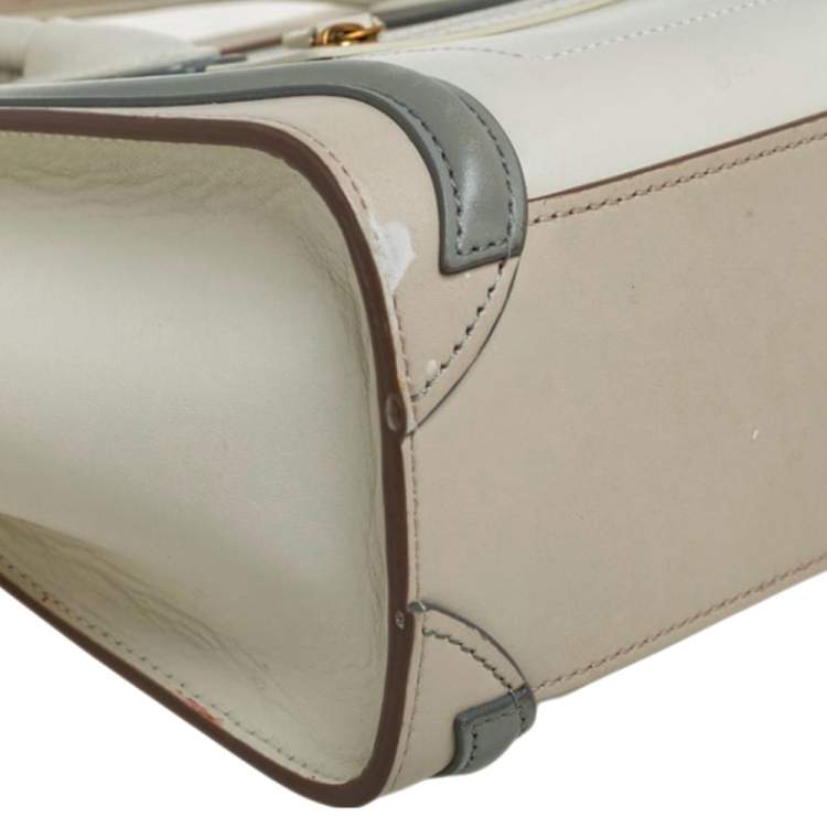 Pre Owned Céline Tri Color Leather Nano Luggage Tote