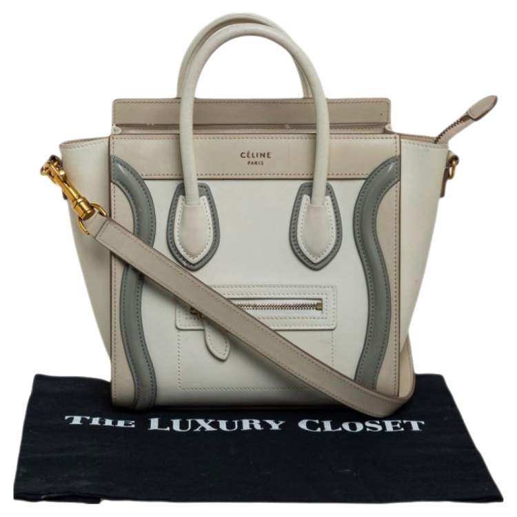 Pre Owned Céline Tri Color Leather Nano Luggage Tote
