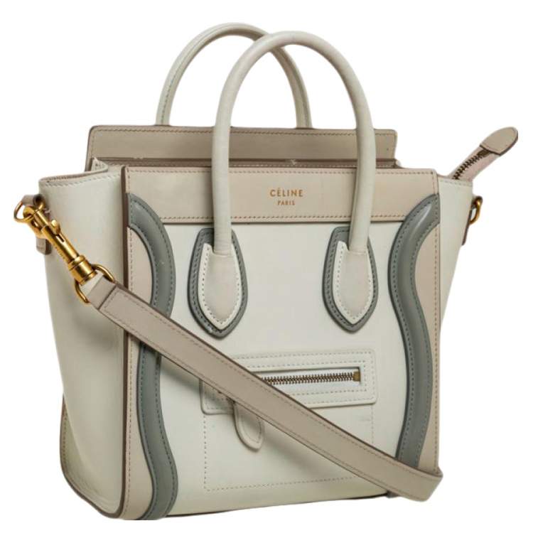 Pre Owned Céline Tri Color Leather Nano Luggage Tote