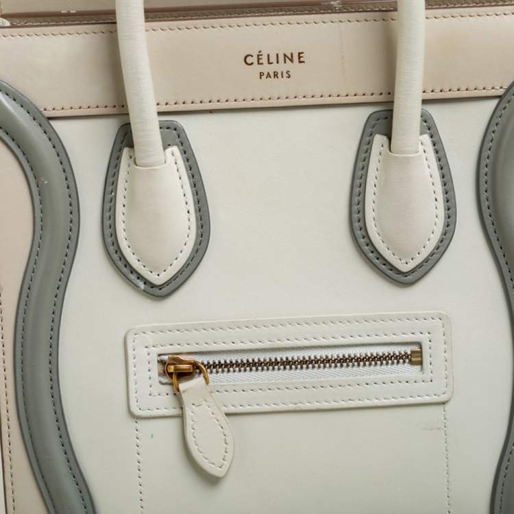 Pre Owned Céline Tri Color Leather Nano Luggage Tote