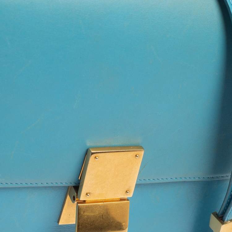 Pre Owned Celine Blue Leather Medium Classic Box Shoulder Bag