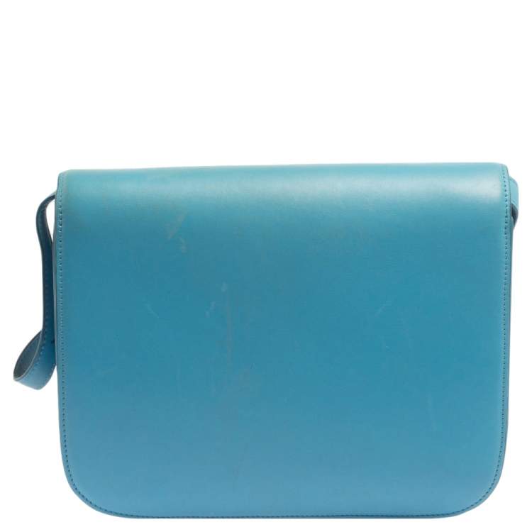 Pre Owned Celine Blue Leather Medium Classic Box Shoulder Bag