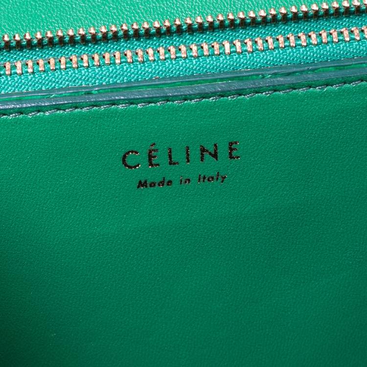 Pre Owned Celine Green Python Medium Classic Box Shoulder Bag