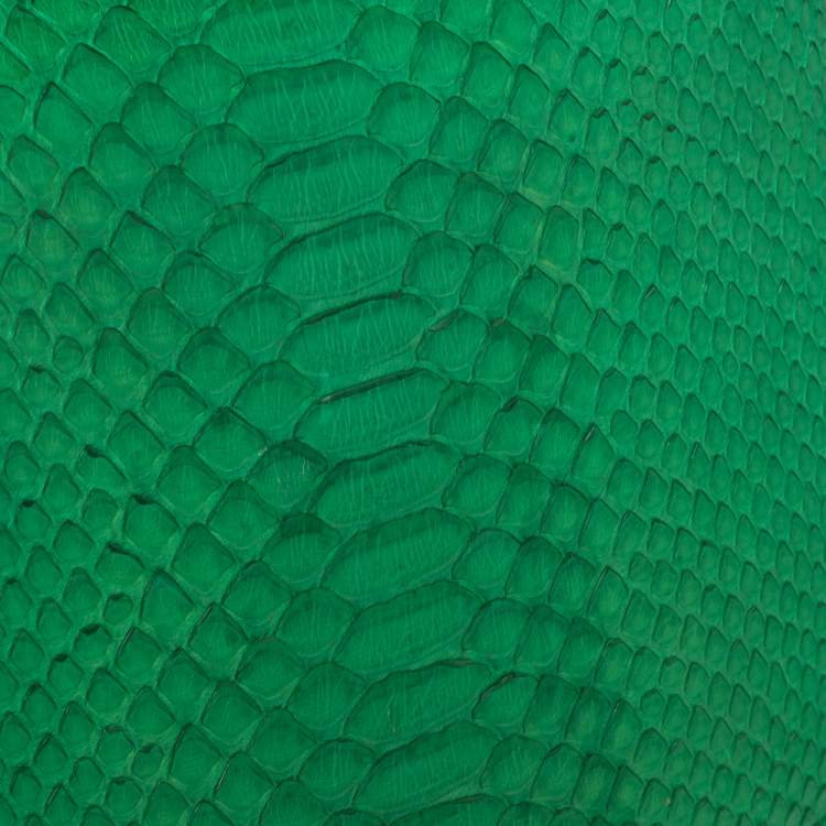 Pre Owned Celine Green Python Medium Classic Box Shoulder Bag