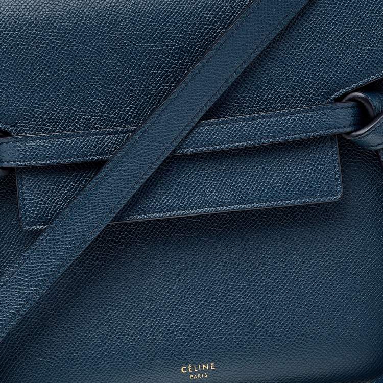Pre Owned Celine Blue Leather Micro Belt Top Handle Bag