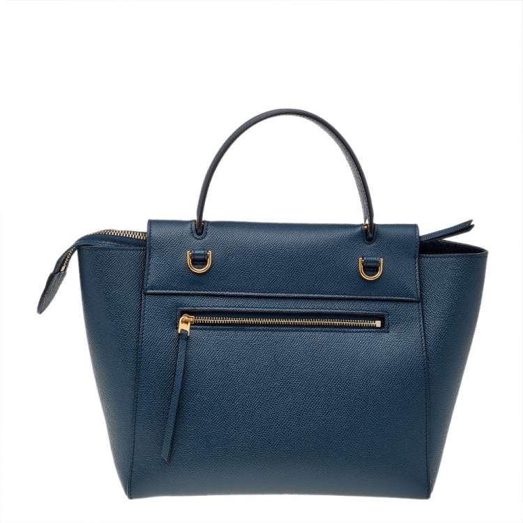 Pre Owned Celine Blue Leather Micro Belt Top Handle Bag