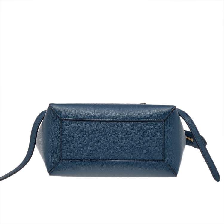 Pre Owned Celine Blue Leather Micro Belt Top Handle Bag