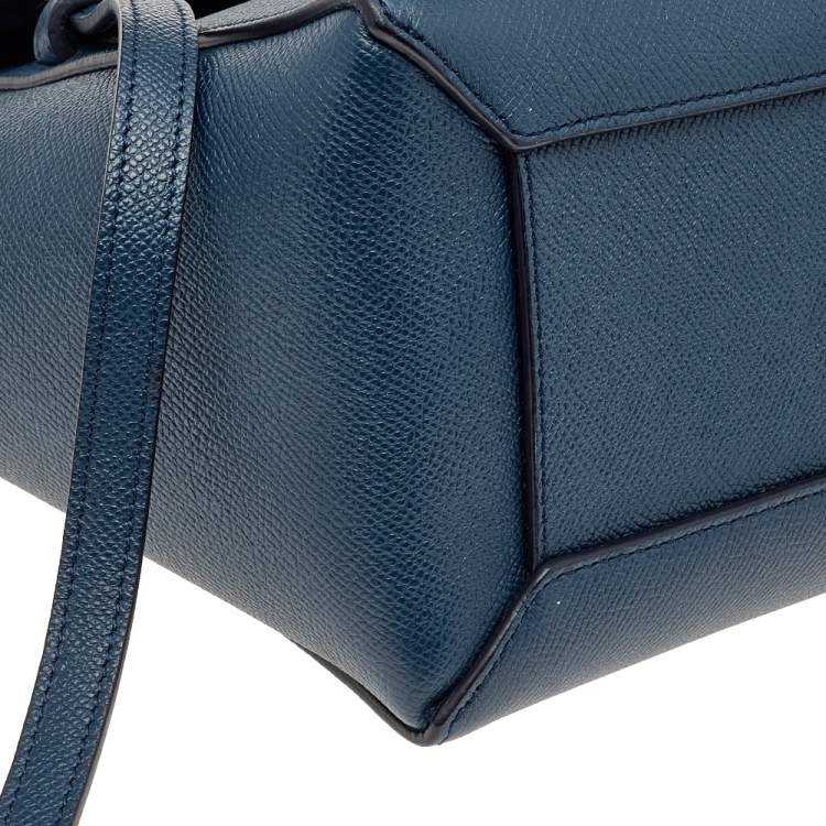 Pre Owned Celine Blue Leather Micro Belt Top Handle Bag