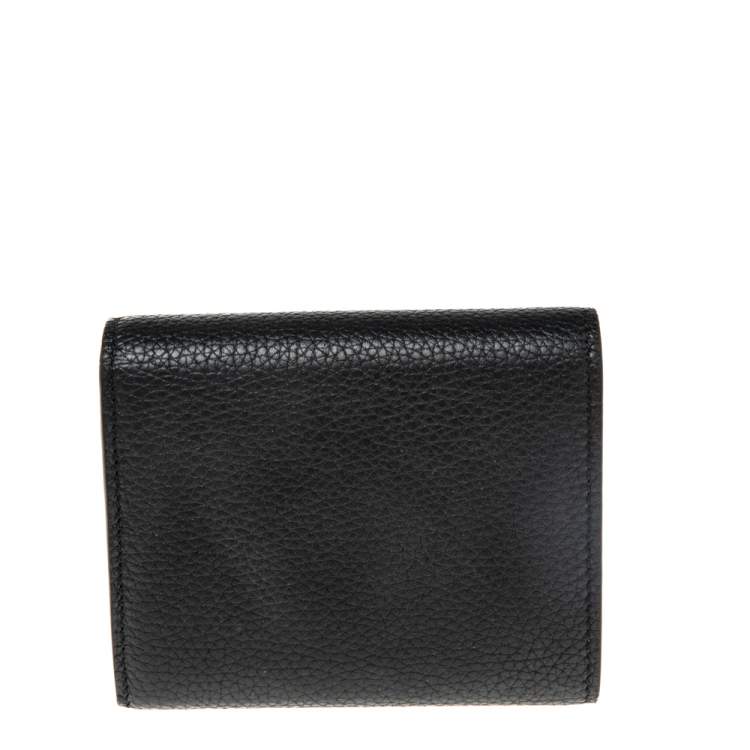 Pre Owned Celine Black Leather Small Trifold Wallet