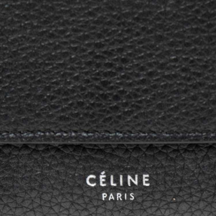 Pre Owned Celine Black Leather Small Trifold Wallet