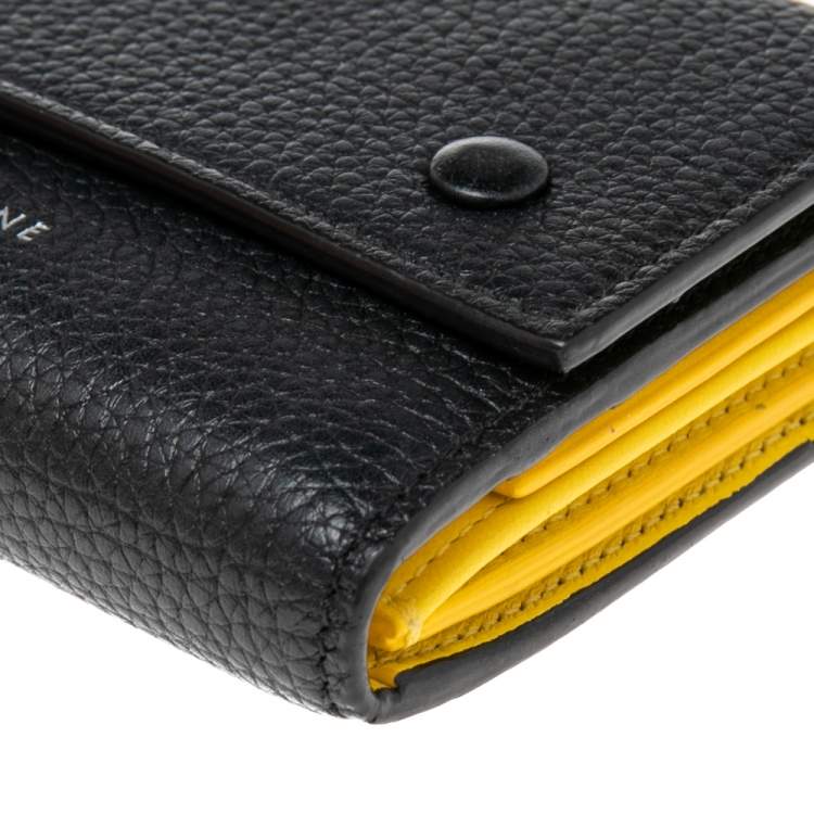 Pre Owned Celine Black Leather Small Trifold Wallet