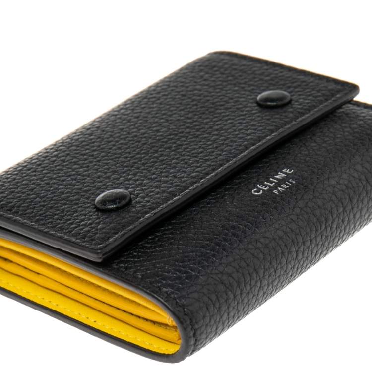 Pre Owned Celine Black Leather Small Trifold Wallet