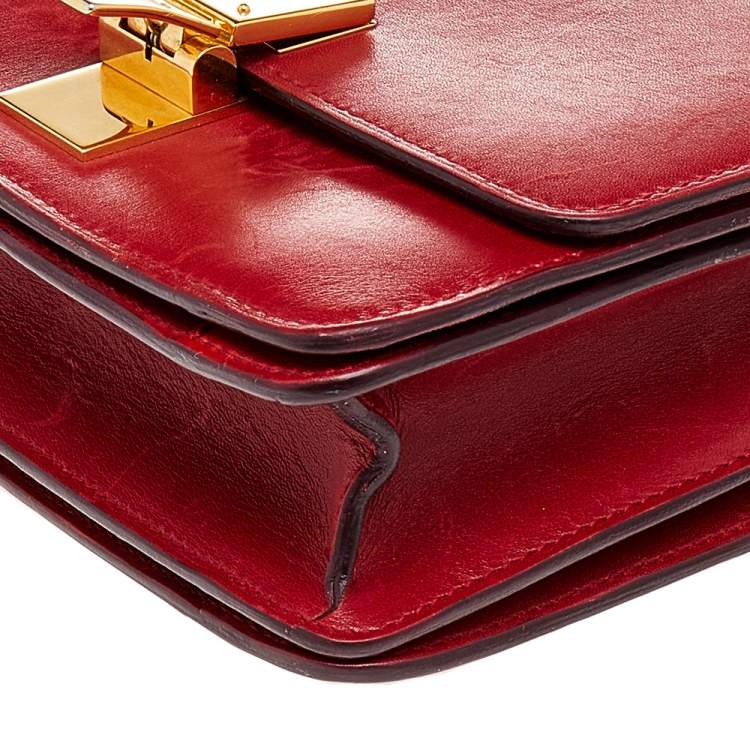 Pre Owned Celine Red Leather Small Classic Box Flap Bag