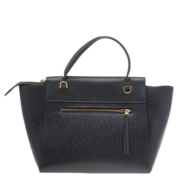 Pre Owned Celine Black Leather Mini Belt Top Handle Bag