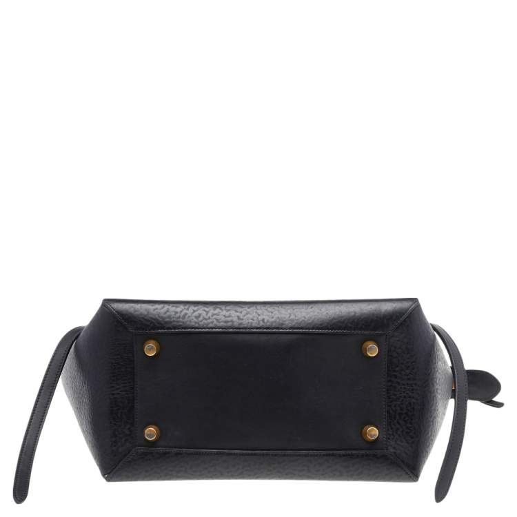 Pre Owned Celine Black Leather Mini Belt Top Handle Bag
