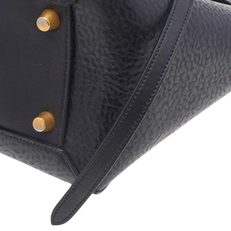 Pre Owned Celine Black Leather Mini Belt Top Handle Bag