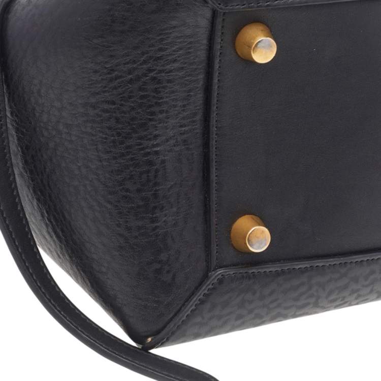 Pre Owned Celine Black Leather Mini Belt Top Handle Bag