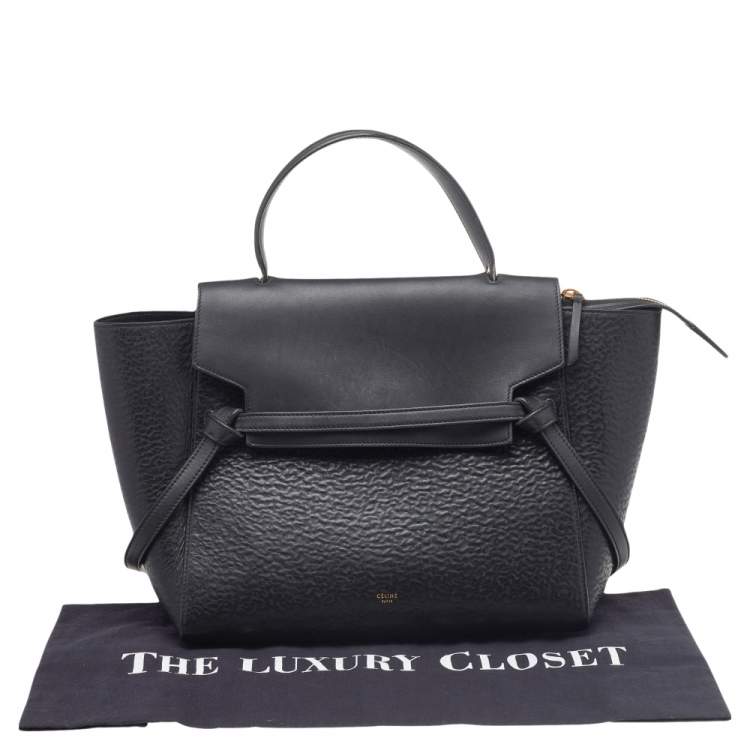 Pre Owned Celine Black Leather Mini Belt Top Handle Bag