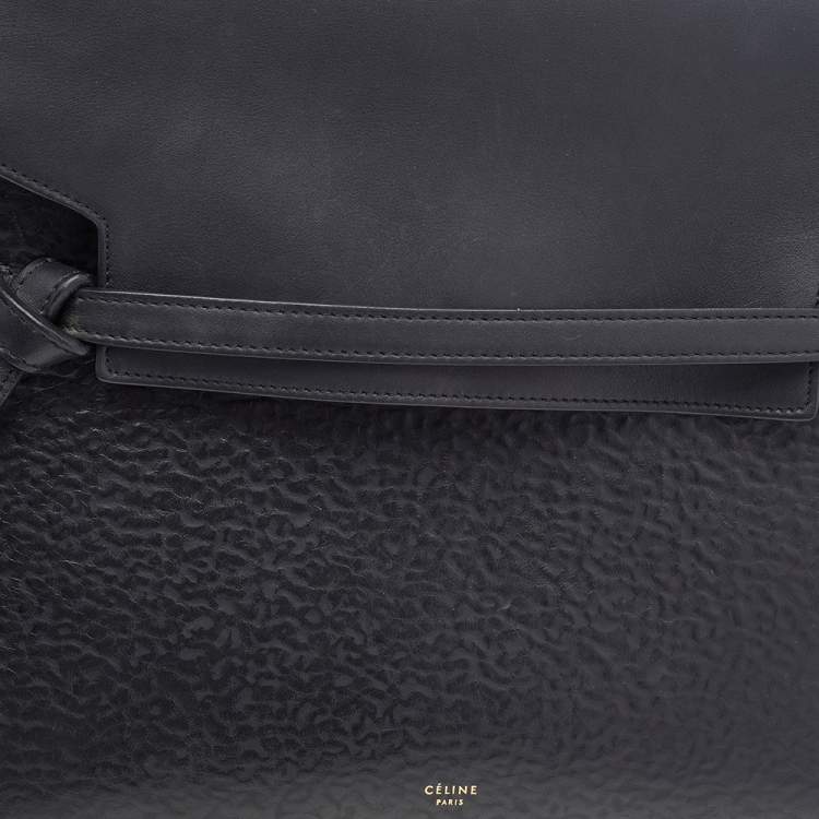 Pre Owned Celine Black Leather Mini Belt Top Handle Bag