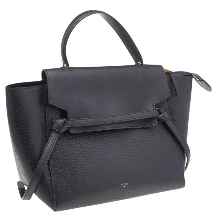 Pre Owned Celine Black Leather Mini Belt Top Handle Bag