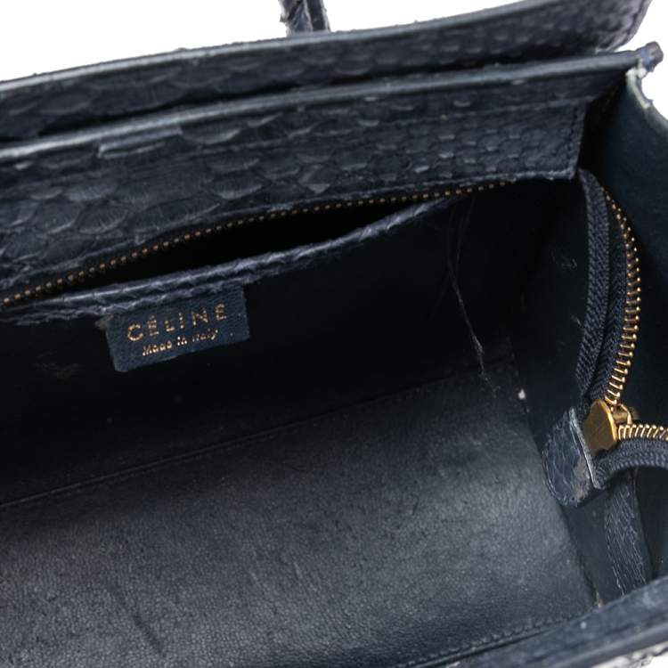 Pre Owned Céline Navy Blue Python Nano Luggage Tote