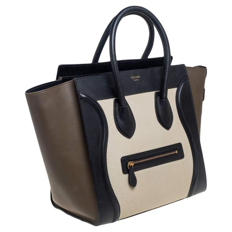 Pre Owned Celine Tricolor Leather Mini Luggage Tote 