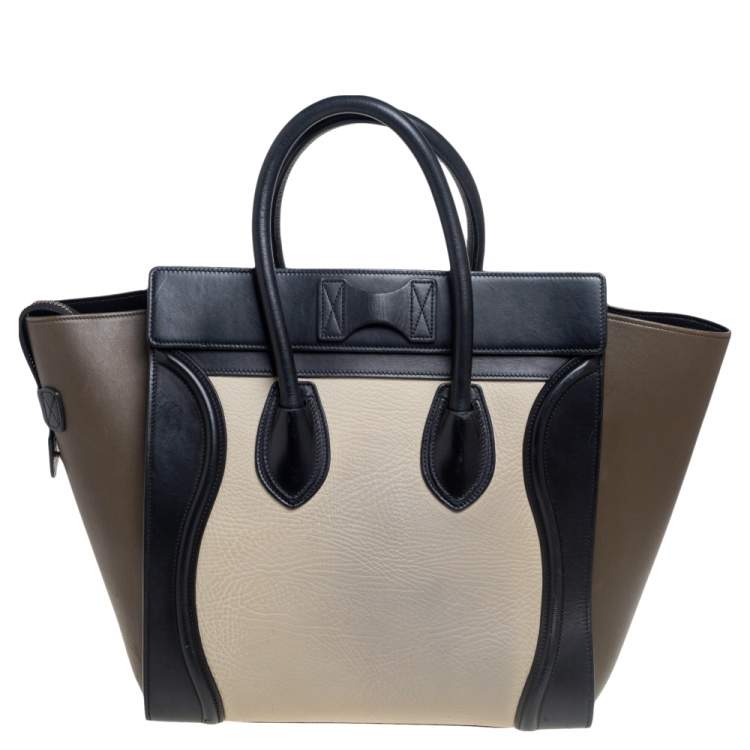 Pre Owned Celine Tricolor Leather Mini Luggage Tote 