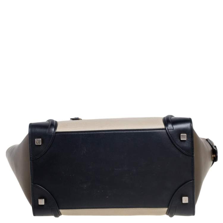 Pre Owned Celine Tricolor Leather Mini Luggage Tote 