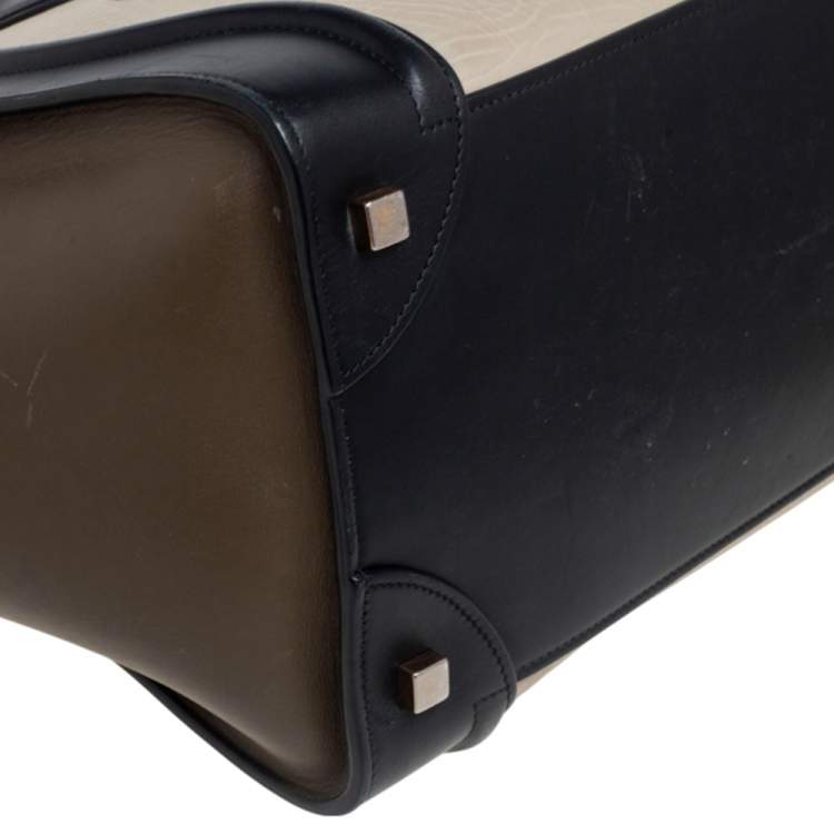 Pre Owned Celine Tricolor Leather Mini Luggage Tote 
