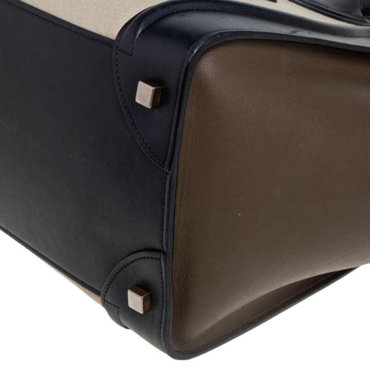 Pre Owned Celine Tricolor Leather Mini Luggage Tote 