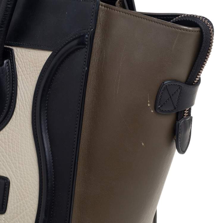 Pre Owned Celine Tricolor Leather Mini Luggage Tote 