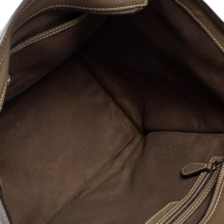 Pre Owned Celine Khaki Green Leather Mini Luggage Tote