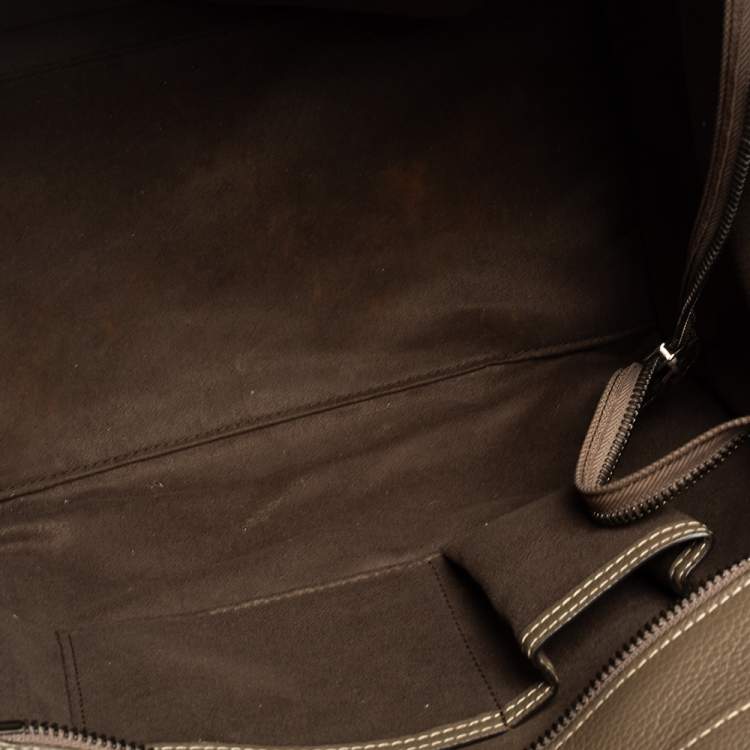 Pre Owned Celine Khaki Green Leather Mini Luggage Tote