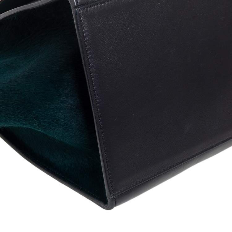 Pre Owned Celine Tri Color Leather and Pony Hair Medium Trapeze Top Handle Bag