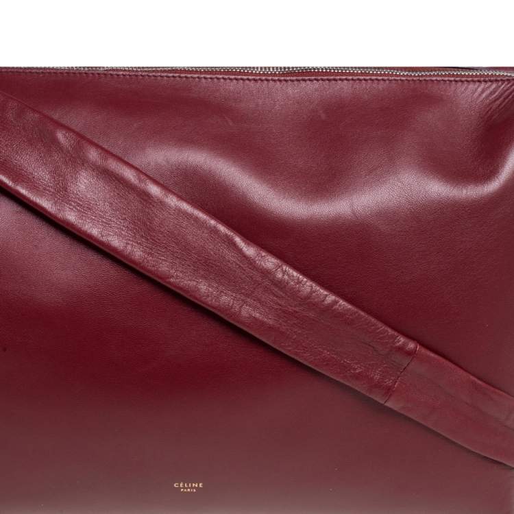 Pre Owned Celine Maroon Leather Messenger Bag