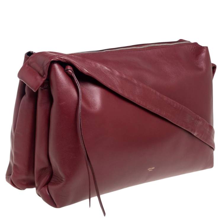 Pre Owned Celine Maroon Leather Messenger Bag