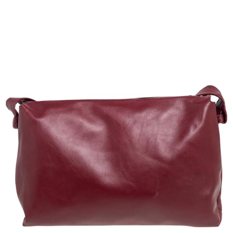 Pre Owned Celine Maroon Leather Messenger Bag